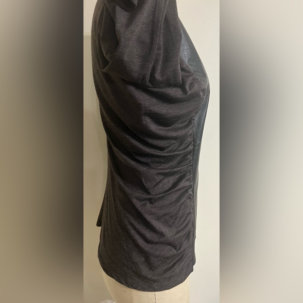 Lafayette 148 Brown Front Leather Panel w/Knit Long Sleeves & Back Top Size XL - Picture 7 of 11
